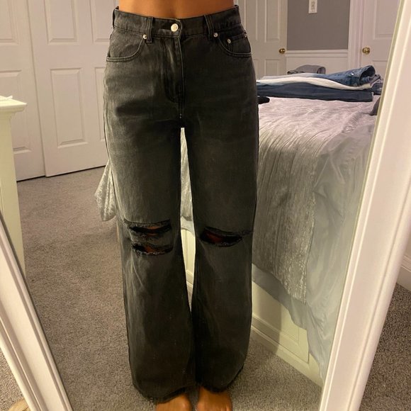 Adika Black ripped wide leg jeans - Picture 1 of 5